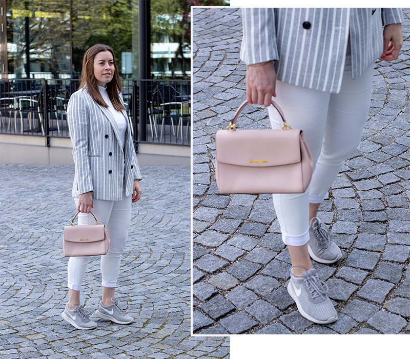 Weiß-Grau gestreifter Blazer - LA MODE ET MOI, der Modeblog